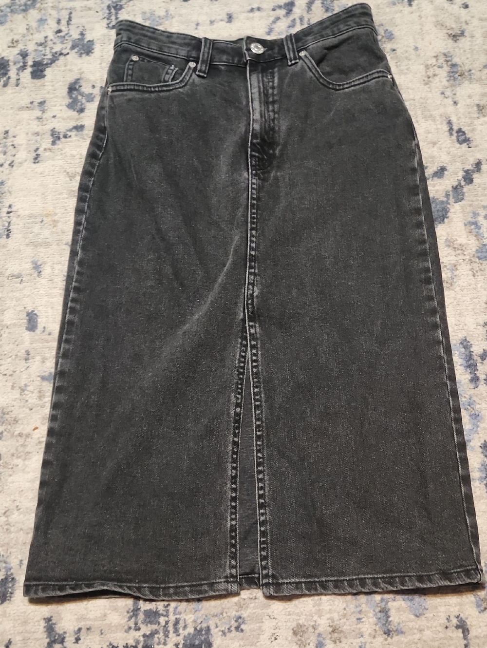 Zara Black Denim Skirt with Subtle Texture